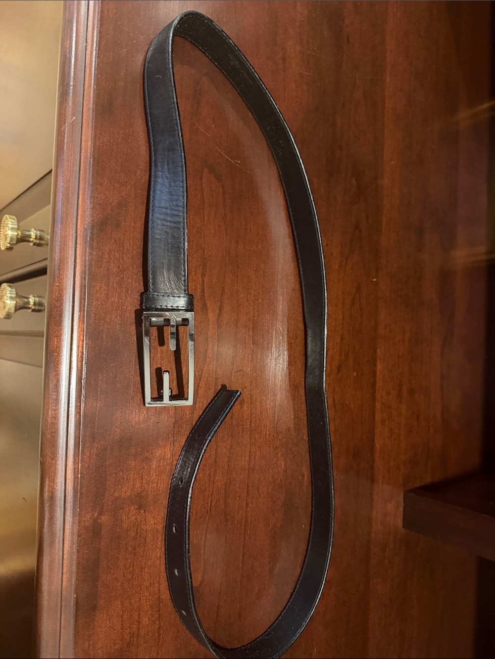 Women’s Fendi Black Leather Belt with Metal Buckle